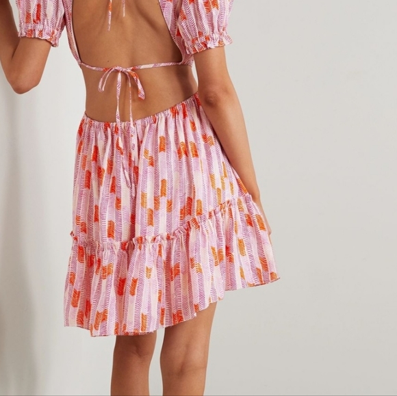 GIGI OPEN-BACK PRINTED ECOVERO-BLEND MINI DRESS - Picture 3 of 5